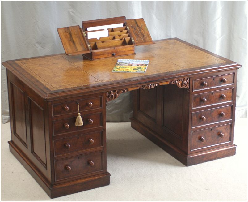 1020 Antique Victorian Mahogany Partners Desk (1)